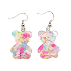 n w t Gummy‎ Bear Colorful Dangle Earrings confetti teddy bear